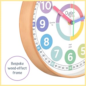 Kids bedroom clock, pastel clock, childrens clock, tell the time clock for kids in soft colours