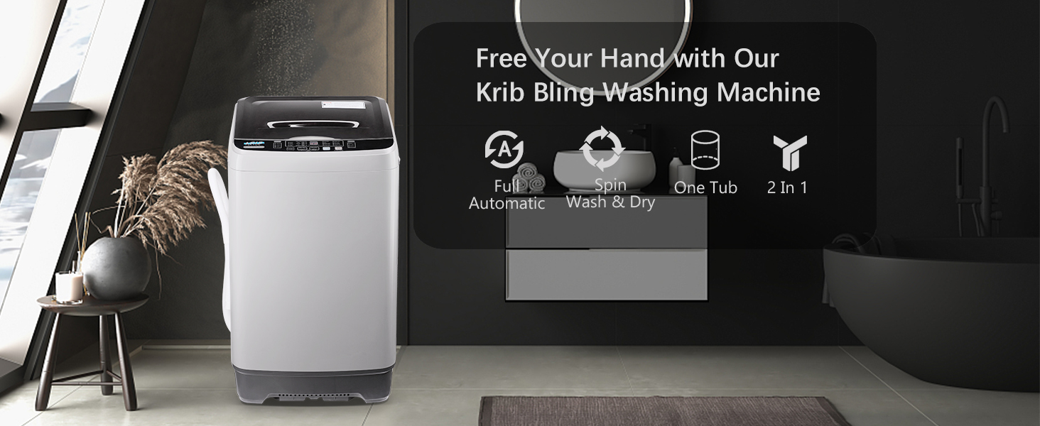 FullAutomatic Washing Machine with LED Display, Krib Bling
