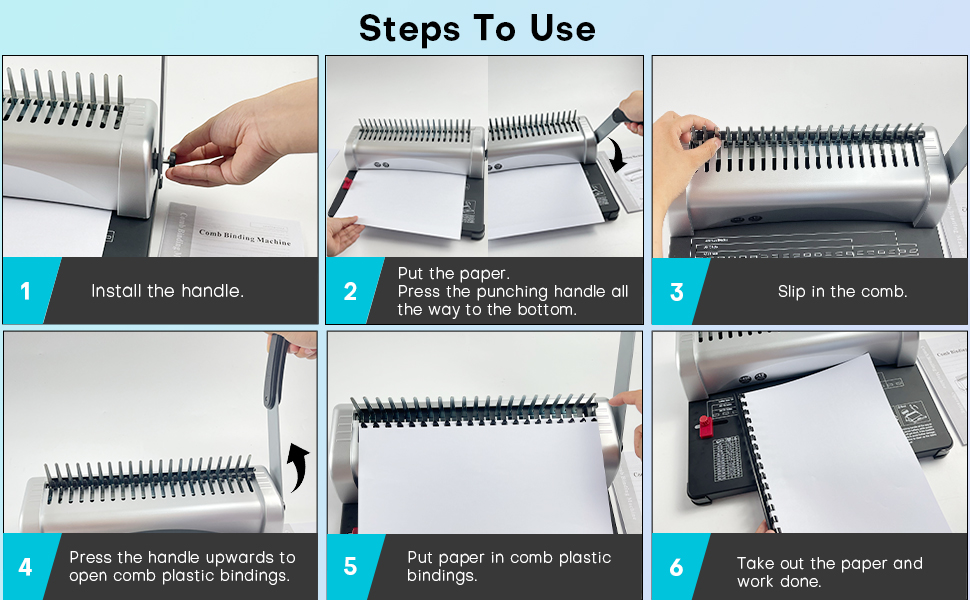 AMGSH Comb Binding Machine, Book Binding, 21Holes 450 Sheets, Comb