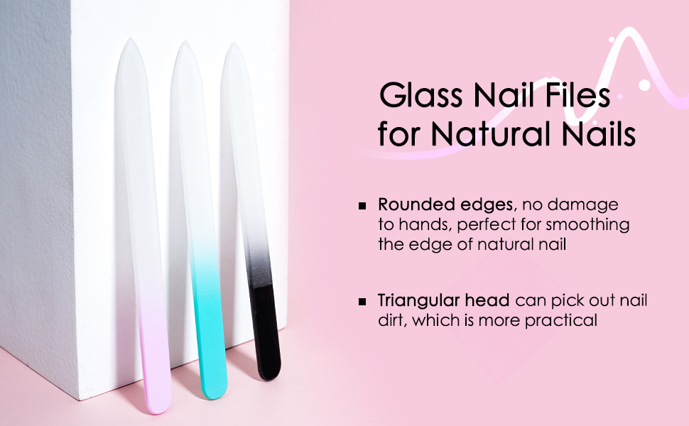 Glass Nail Files for Natural Nails Double Sided Crystal Nail File with Case Gentle