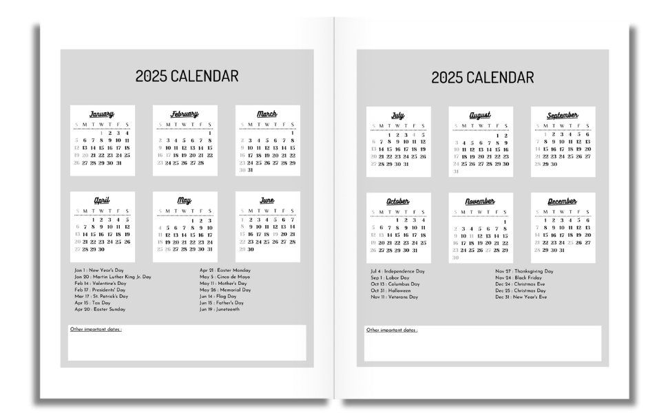 20252026 Monthly Planner 8x10 2 Years Calendar For Women Pink Gold