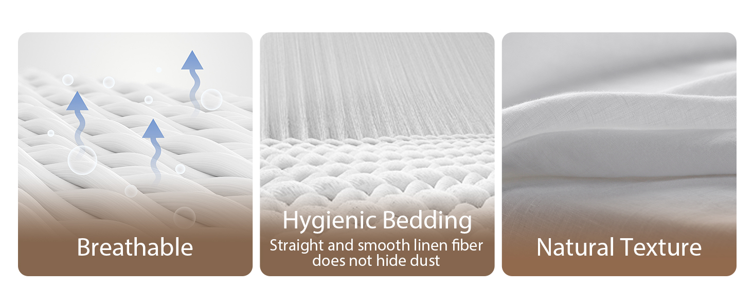 XZ XIFA Linen Sheets Queen, 100 French Flax Linen Sheets, Breathable and Cooling