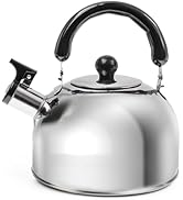 Whistling Tea Kettles for Stovetop, 2L Stainless Steel Tea Pot with Foldable Handle, Hot Water Ke...