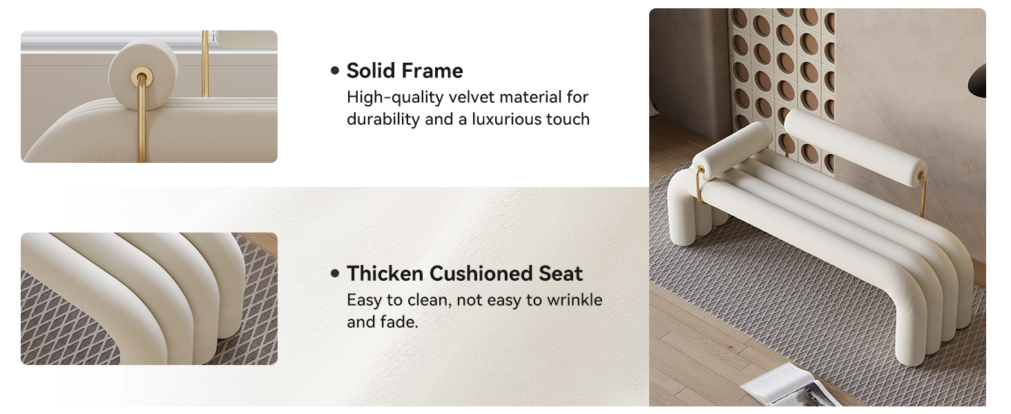 elegant Storage Ottoman Bench  Velvet Ottoman Bench