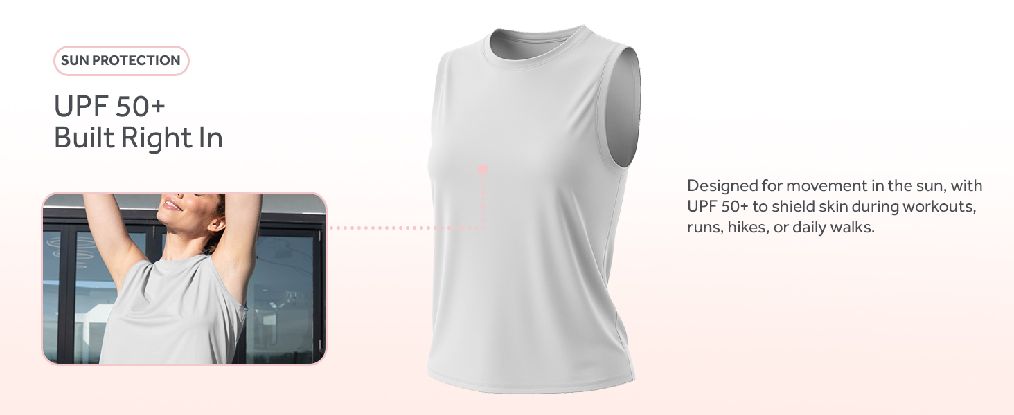 Sun Protection. UPF 50+ Build right in. Womens Tank Top