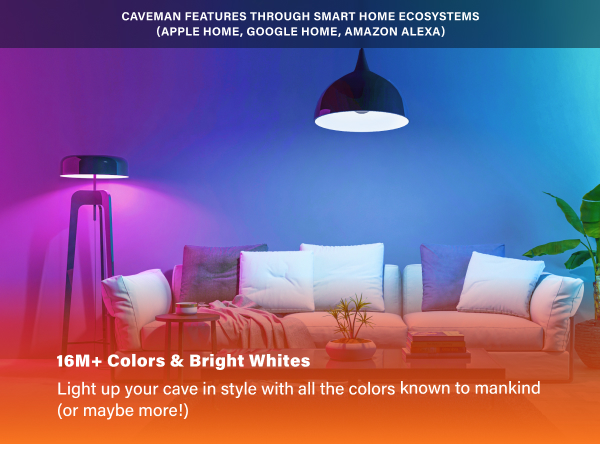 Caveman Matter & WiFi A19 Smart LED Light Bulb, RGBW Color