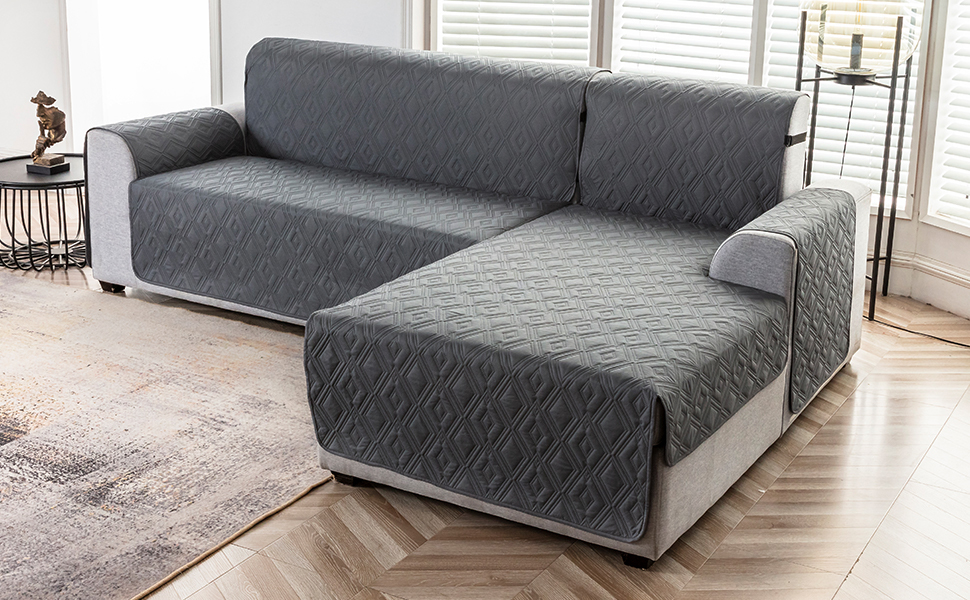 Genina Sectional Couch Covers for Dogs L Shaped Sofa Covers Chaise