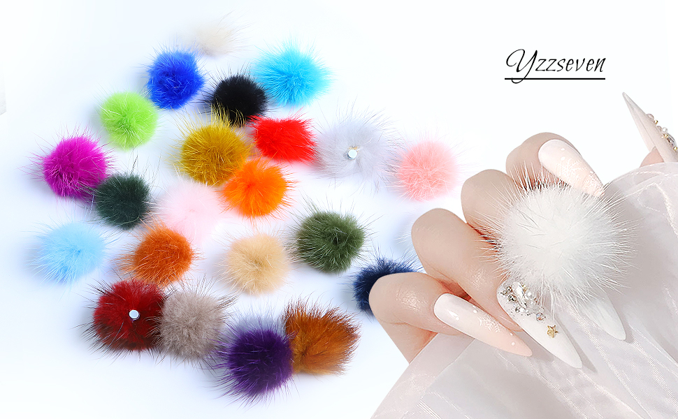 Cute Magnetic Nail Poms Mink Fleece Detachable 3D Nail Fluffy