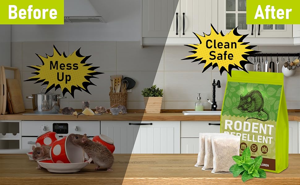 Dark Master 12 Packs Mouse Repellent Pouches, Peppermint