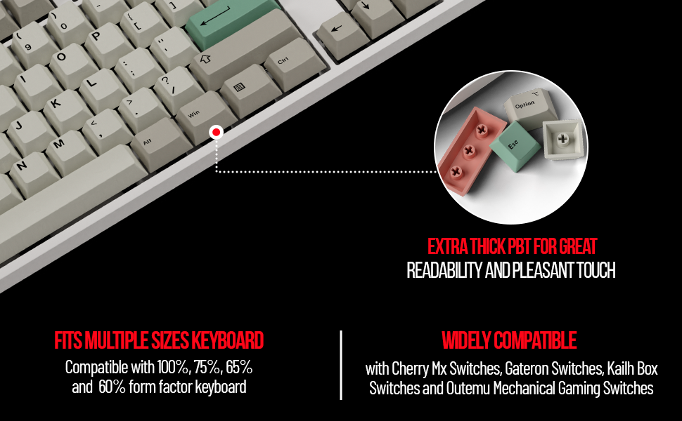 HK Gaming Custom Keycaps Dye Sublimation PBT Keycap Set for