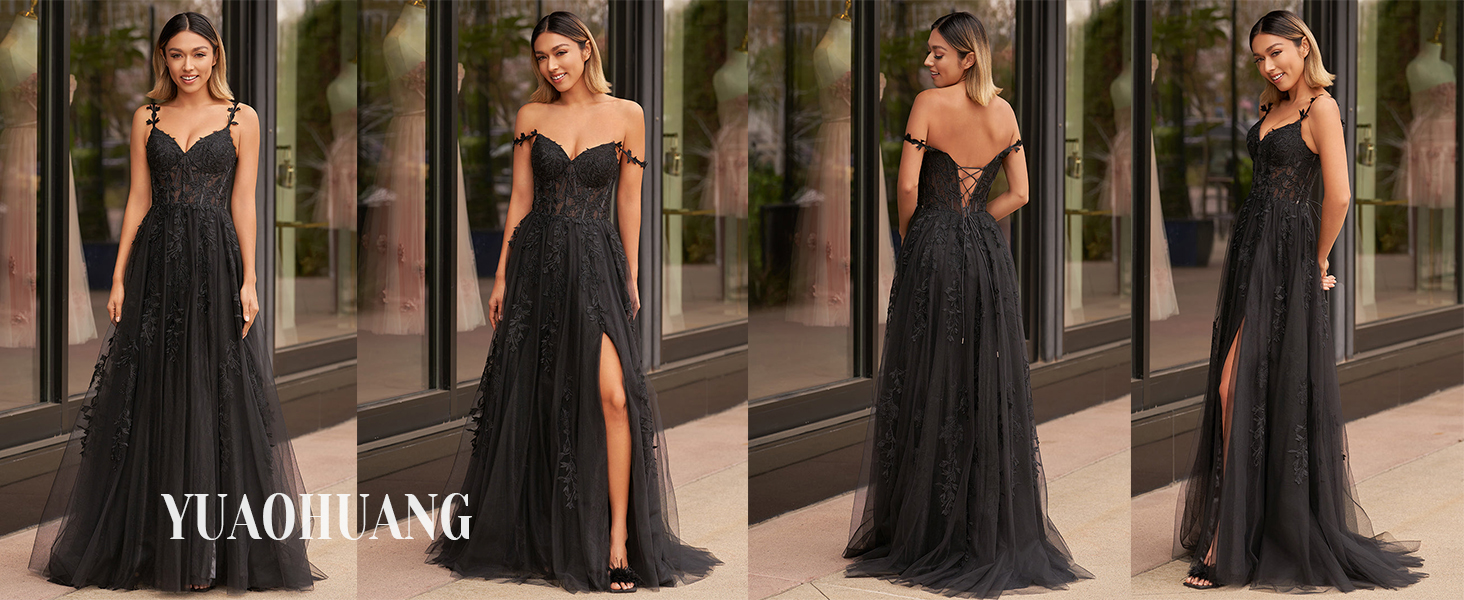 Vestidos de fiesta largos con tirantes finos para adolescentes 2025, vestido de fiesta con corsé de tul y encaje para mujer