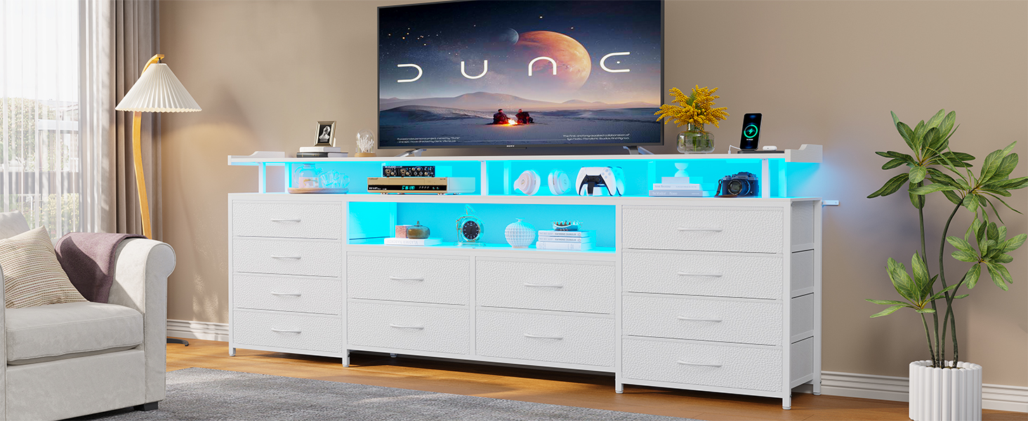 HAUOMS TV Stand Dresser for 65 Inch TV, 63" W Dresser with