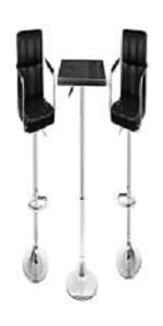 3-Piece Square Swivel Adjustable Bar Table with Two Bar stools with Arms Black
