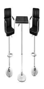 3-Piece Square Swivel Adjustable Bar Table with Two Bar stools with Arms Black