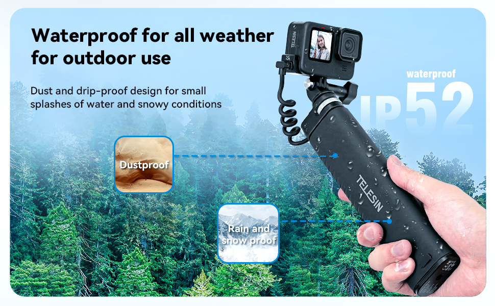 TELESIN Long 35.4" Rechargeable Selfie Stick,Extension Monopod Charging