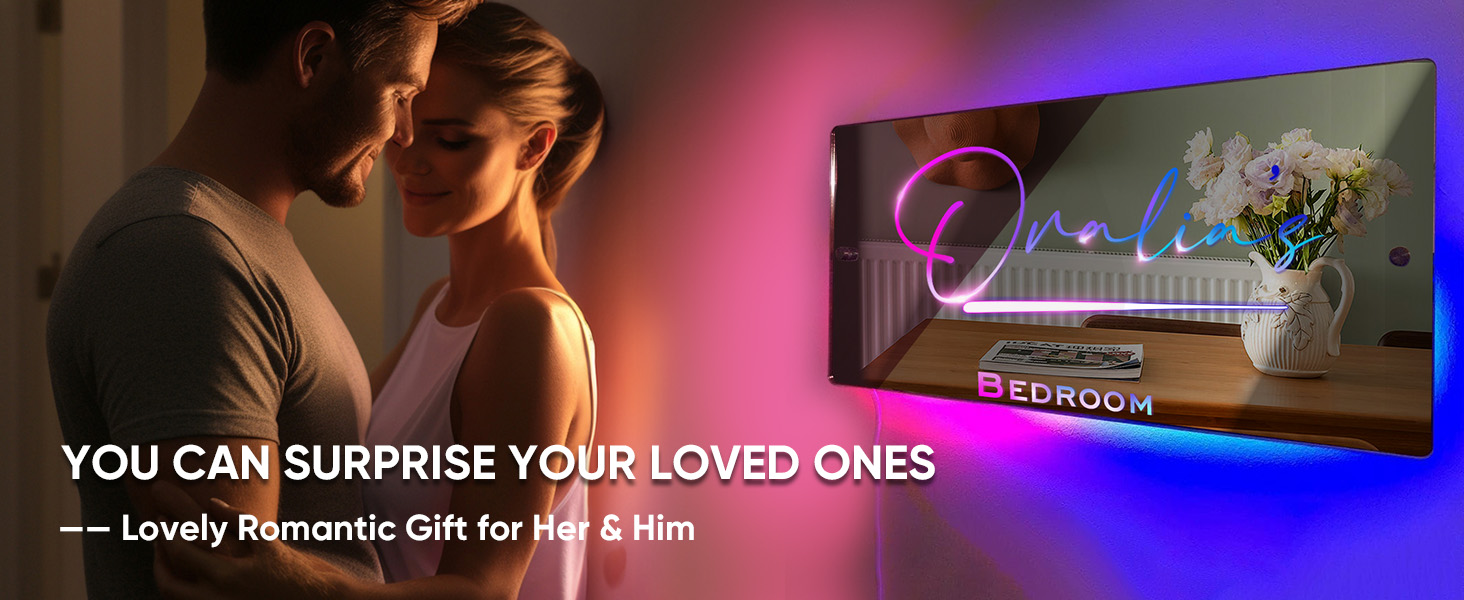 VEELU Personalized Family Bear Puzzle Mirror LED Light with 29 Names