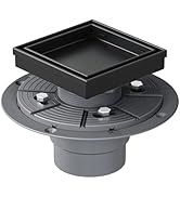 Neodrain 4-Inch Square Shower Drain with Removable Tile Insert Grate, 304 Stainless Steel, Includ...