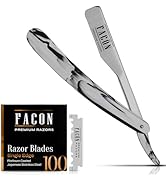 Facón Straight Razors for Men - Professional Barber Straight Edge Razor Kit with 100 Blades, Clas...