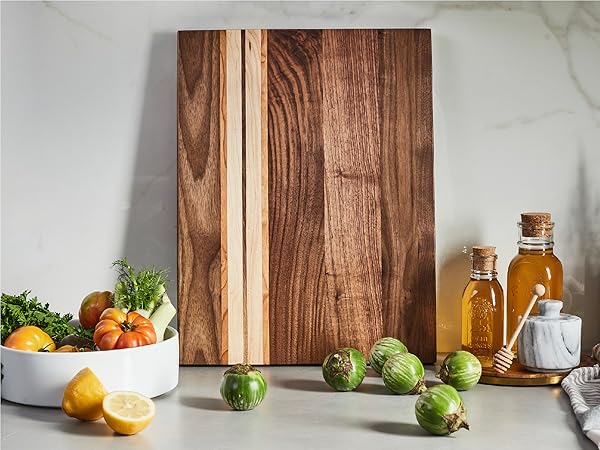 Walnut is soft enough to protect your knife's blade, hard enough to last for years.