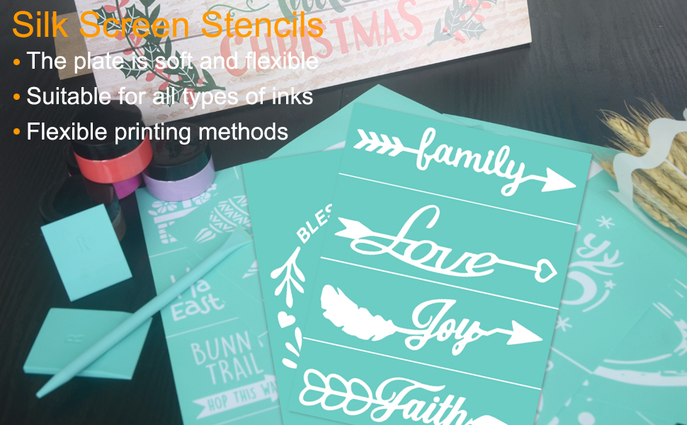 BOOLOOEN Silk Screen Stencils Transfers Reusable Self Adhesive Mesh Screen Stencil