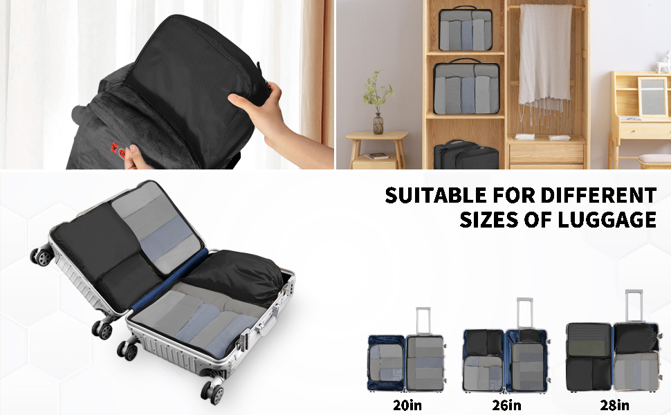 Packing Cubes for Backpack with Bumbag, Dyzena 8 PCS Suitcase Dividers