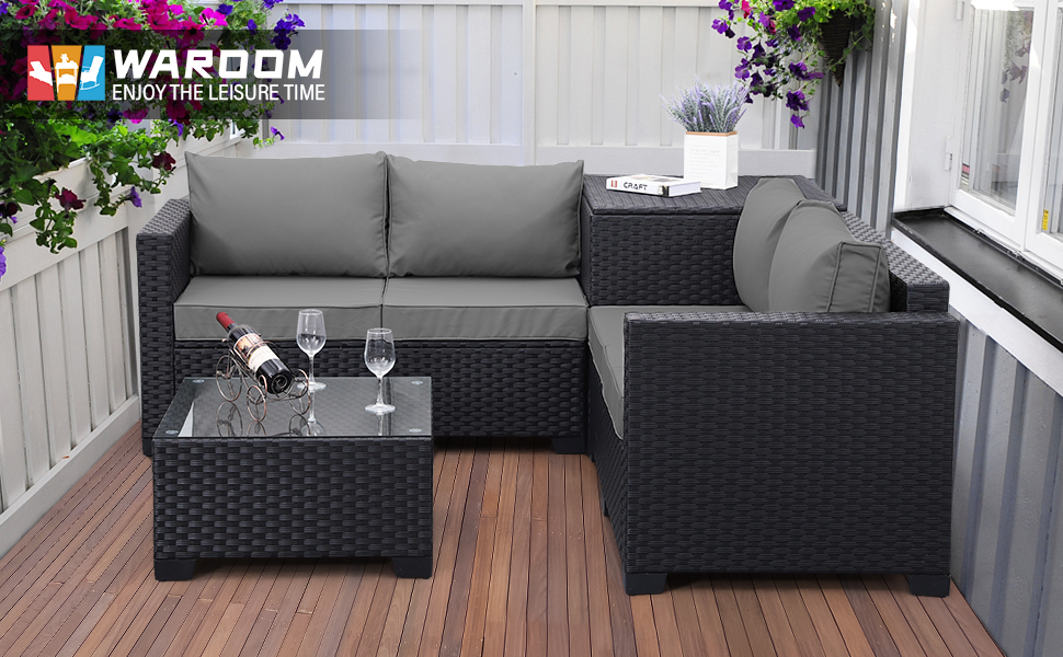 4 Piece Storage Patio Furniture Set