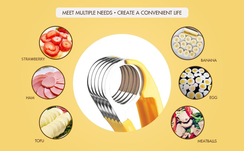 Banana Slicer,ABS + Stainless Steel Fruit and Vegetable Salad Peeler