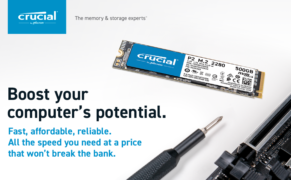 Crucial P2 1TB 3D NAND NVMe PCIe M.2 SSD Up to 2400MB/s