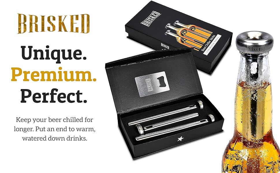 Beer Chiller Sticks for Bottles Set 3 Stainless Steel Cooling