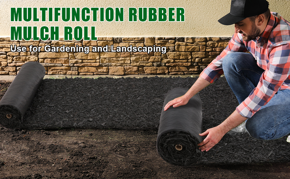 Rubber Mulch Mat 8' x 2' Recycled Rubber Mulch,Versatile