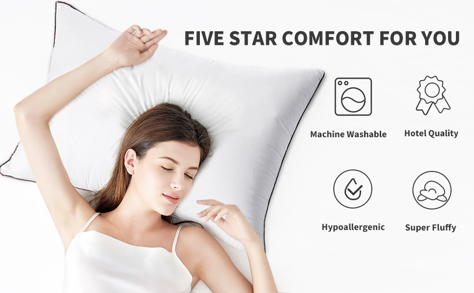 Lot de 2 oreillers pour dormir Oreiller doux et offrant un bon maintien pour les personnes