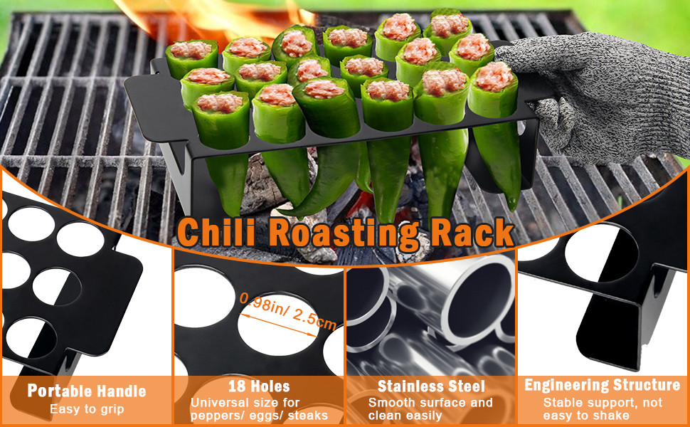 Anglekai 18 Hole Jalapeno Grill Rack for Chili, Stainless