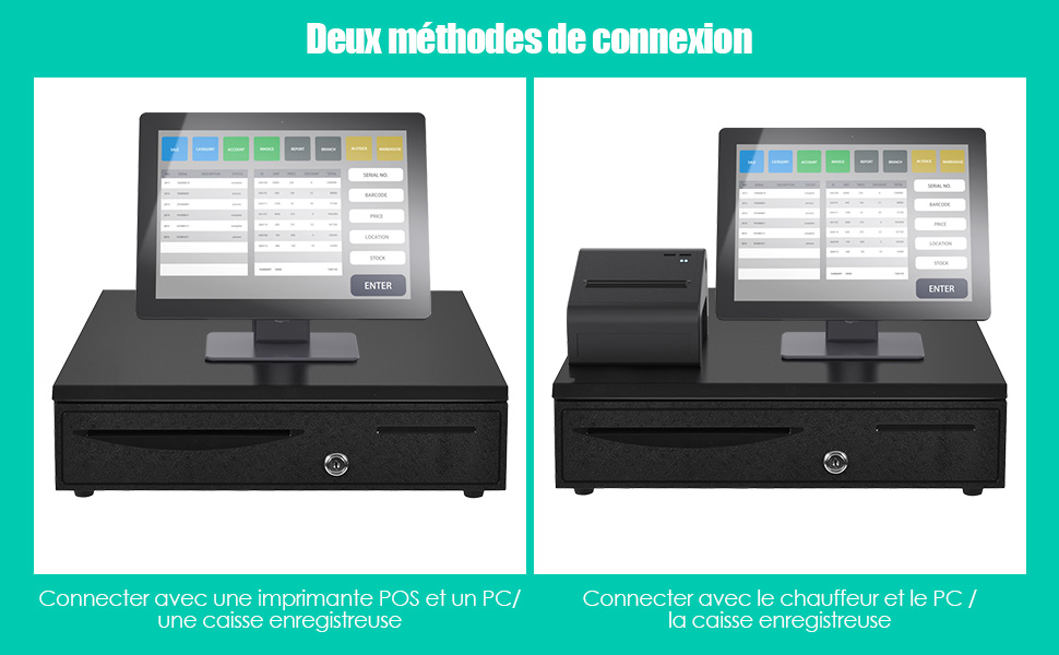 RELAX4LIFE Tiroir Caisse Automatique 5 Compartiments De Pièces 5 Compartiments De Billets Connecter à POS,Système D'Encaissement 12 2