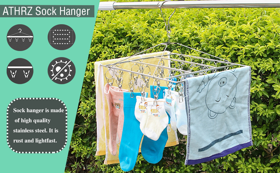 ATHRZ 2 Pack Sock Dryer, Stainless Steel Drying Rack Laundry for Socks