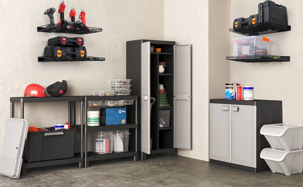 TNINE Garage Wall Shelving, 2Pack Heavy Duty Black Metal