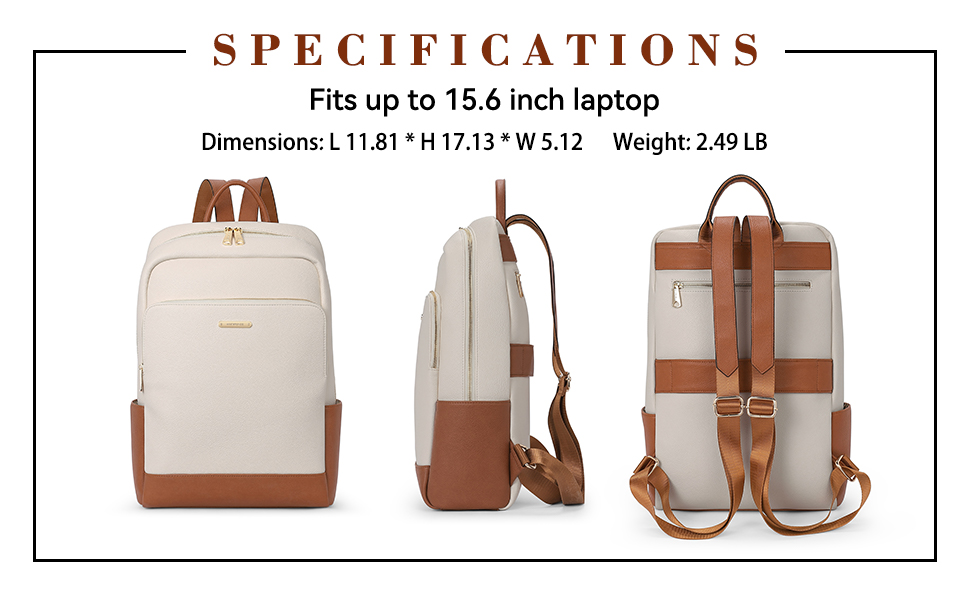 WESTBRONCO Leather Backpack Purse for Women 15.6 inch