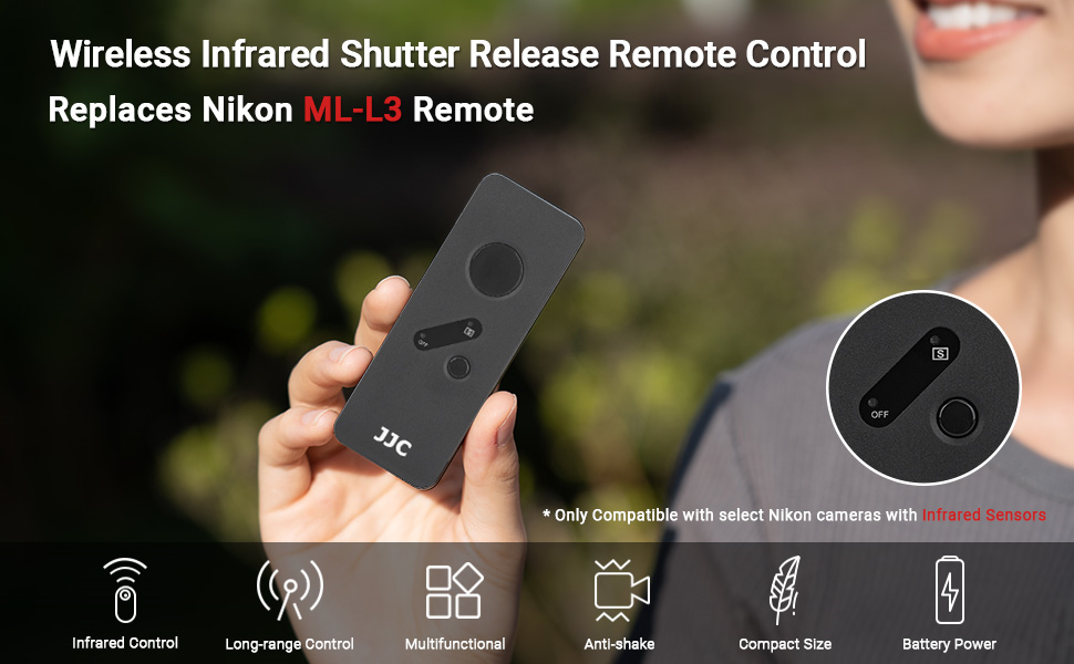 Wireless Infrared Shutter Release Remote Control Replaces Nikon MLL3