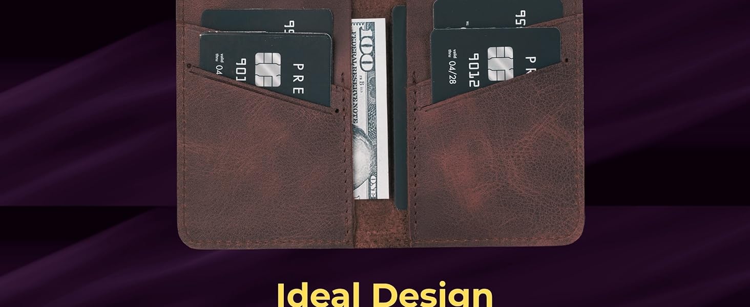 Full grain genuine leather card holder minimalist design with 4 Card Holder