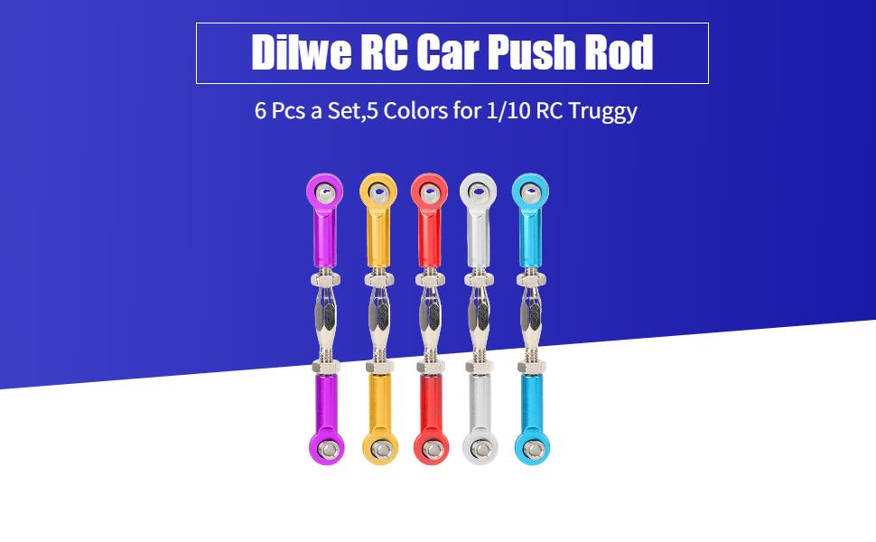 RC Car Push Rod, 6Pcs Aluminum Alloy Adjustable Push Rods Compatible