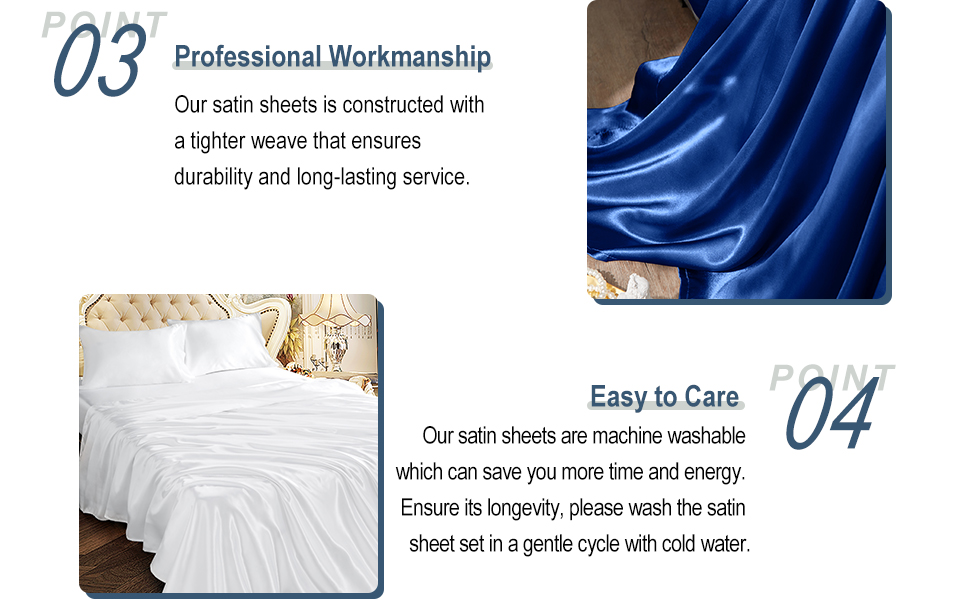 CozyLux Satin Sheets King Size 4Pieces Silky Sheets