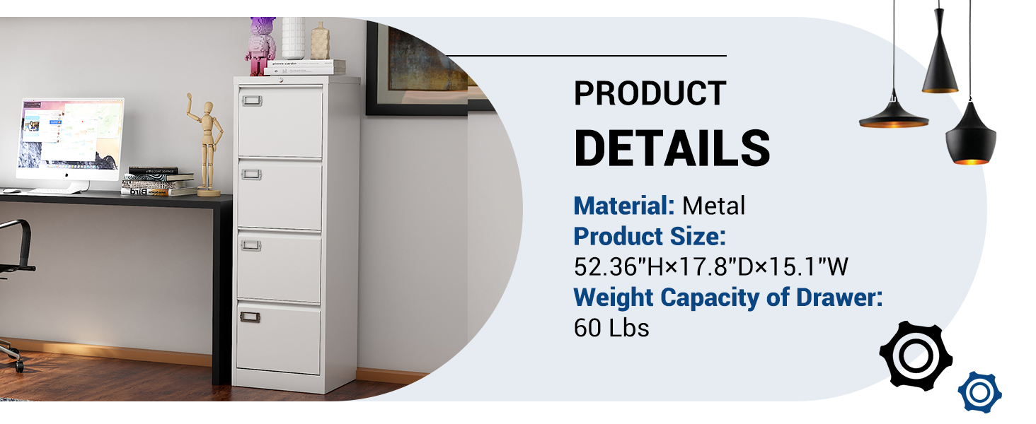 Fesbos File 4 Drawers Vertical 17.8" Deep