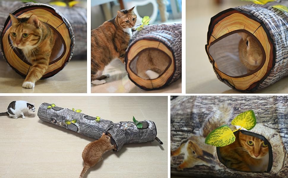 Cat Tunnel Tube Toys,3 Way Collapsible Tunnels for Indoor