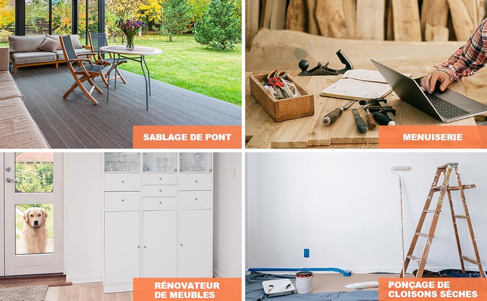 Polisseur De Voiture Ponceuse Orbitale Excentrique 150mm 350W Aléatoire Sans Balais MAXXT 3 A 2.5mm Multifonction à Vitesse Variable Avec 10 Feuilles De Papier Abrasif Pour Le Travail Du Bois, Le Pon 18 R7303