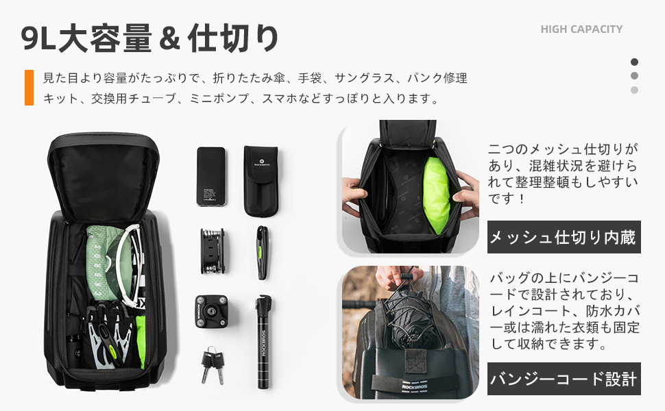 Amazon.co.jp: ROCKBROS 自転車 リアバッグ キャリアバッグ 大