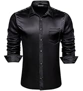 Barry.Wang Mens Novelty Shirts Long Sleeve Formal Dress Shirt Collar Cuff Contrast Casual Button ...