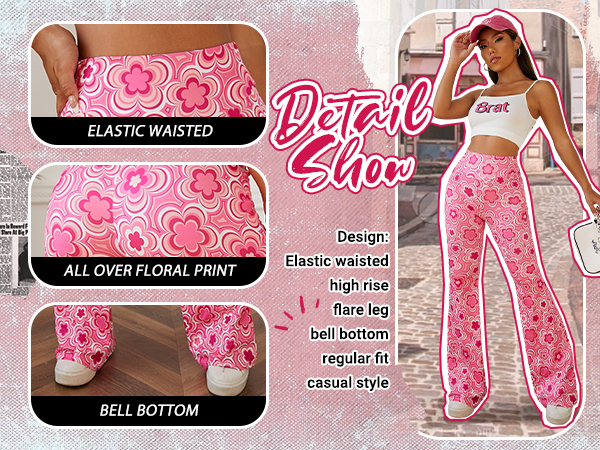 パンツ jnhearts Airily Bottoms Flower Amazon.com: OYOANGLE Girl's Boho Floral Print Elastic Waist