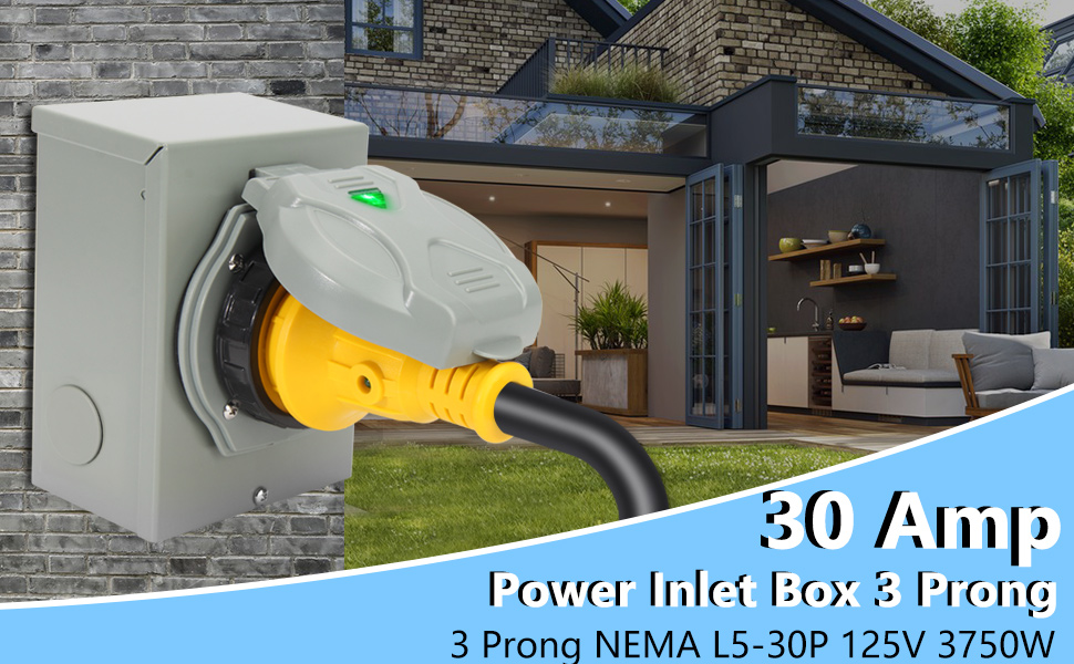 OPL5 30Amp Generator Power Inlet Box with Pre Punched Detachable