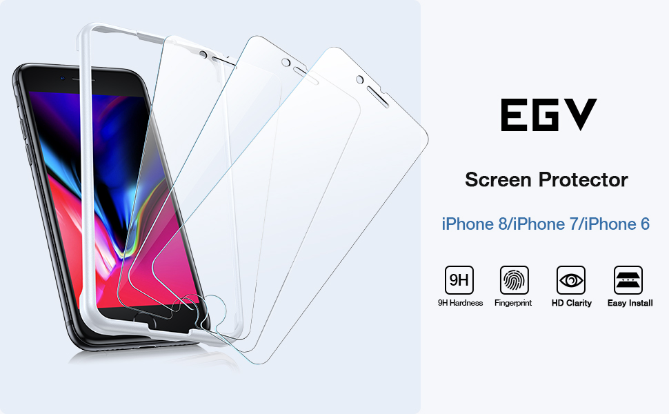 [4 Pack] EGV Screen Protector for iPhone 8/ iPhone 7/ iPhone 6 9H HD