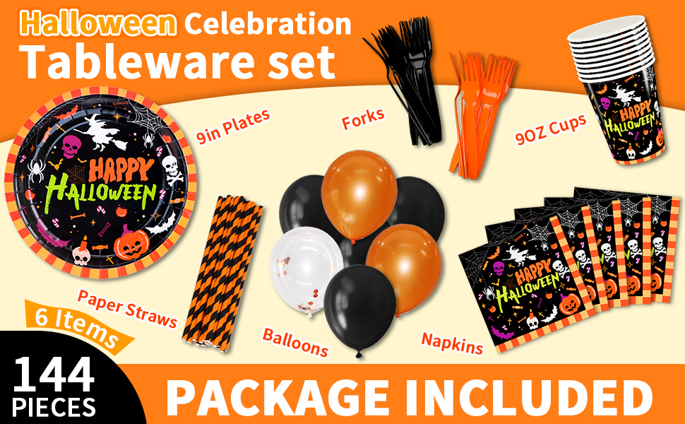 Halloween Paper Plates and Napkins Party Supplies Serves 24