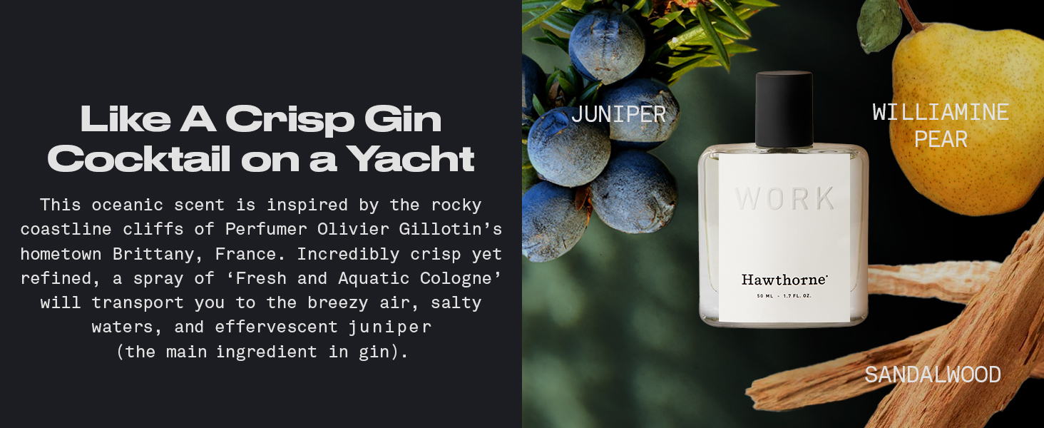 Hawthorne Fresh and Aquatic Cologne. Inspired by the